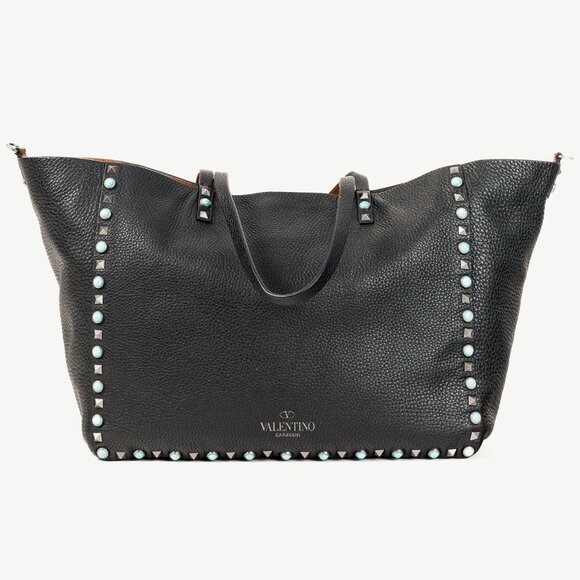 Valentino Garavani Resort 2016 Reversible Black & Brown Studded Rockstud Tote - Picture 4 of 10